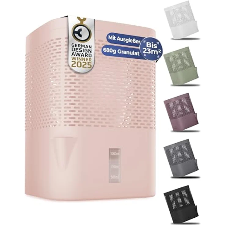 BonAura® AirOne Luftentfeuchter, stromlos bis 23m², 360° Belüftung, inkl. Ausgießer & 680g Granulat, idealer Raumentfeuchter gegen Schimmel – Bild 1