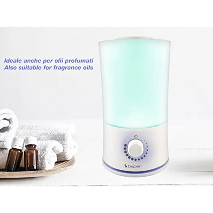 BEPER 70.401 Luftbefeuchter und Essenz-Diffusor, 30W, 2, 4L, 7-Farben LED-Licht, Weiß, Abschaltautomatik, Ideal für Haus, Büro, Kinder, Zimmer und Bad – Bild 5