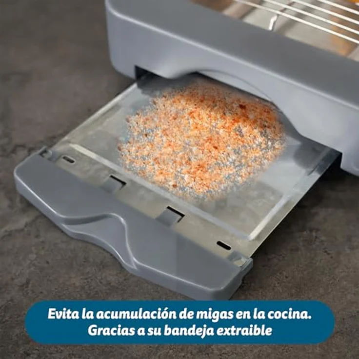Grunkel Flacher Toaster für alle Arten von Brot und Gebäck mit 600 W Leistung. 6-stufiger Toast-Timer und Krümelschublade Modell TSP-G2 – Bild 7