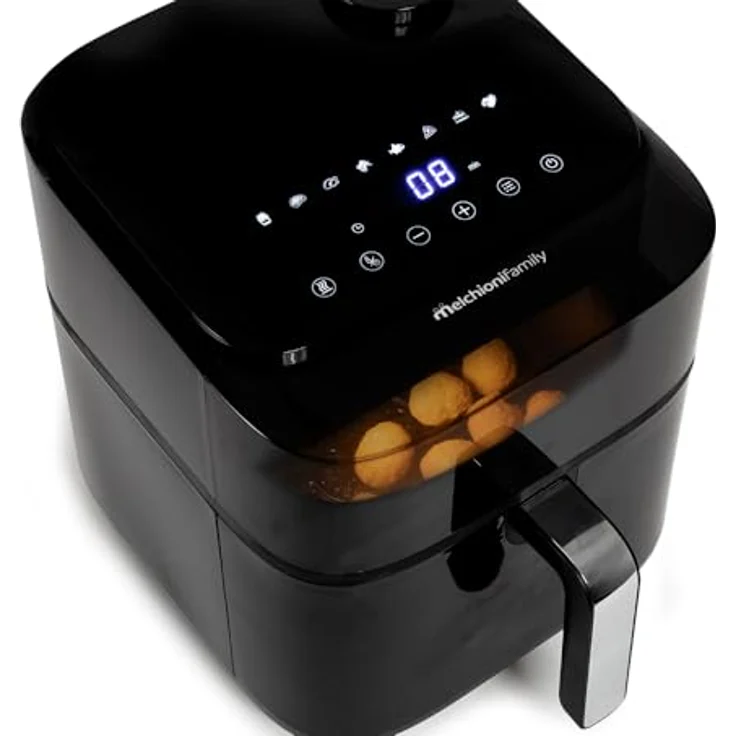 Melchioni Heißluftfritteuse Chiara mit Soft-Dampf, 6,5L Kapazität, Digitalanzeige, leise, Stahlwände, 1700W – Bild 4