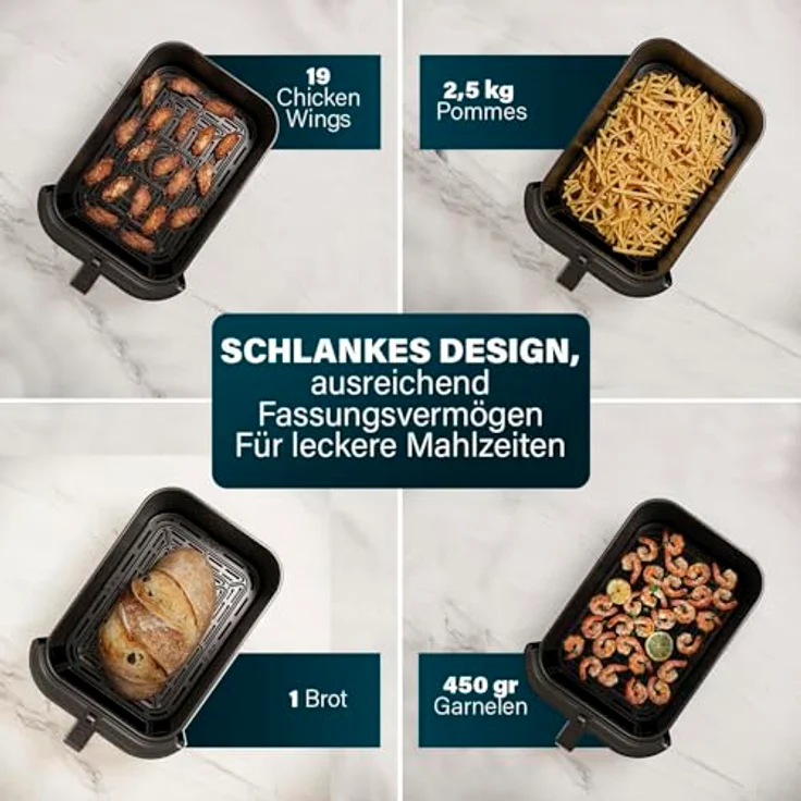 PRINCESS Heißluftfritteuse 182256 SlimFry, 2000 W, 8 l Volumen, digitales Bedienfeld, gesundes Frittieren ohne Öl – Bild 5