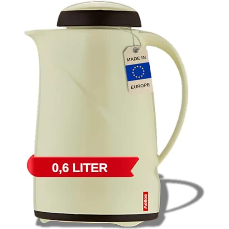 Helios Wave Thermoskanne Vanille 0,6L, spülmaschinenfest, 6h Warmhaltung, Kunststoffmantel, ideal für Kaffee & Tee – Bild 1