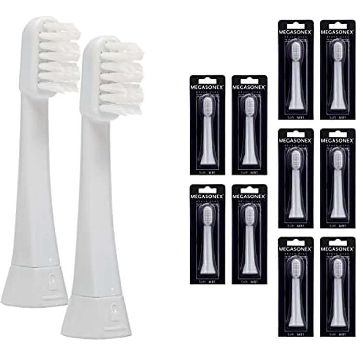 MEGASONEX 10x Bürstenköpfe zick zack - soft, ultrafeine Dupont Tynex Fasern, kompaktes Design für präzise Plaqueentfernung – Bild 1