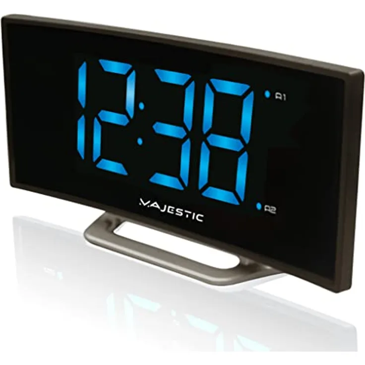 Majestic SVE 234 Wecker, 1.85" Jumbo LED-Display mit einstellbarer Helligkeit, Doppelalarm, schwarz