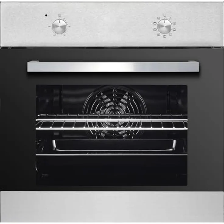 PKM Einbaubackofen EB7IX, 64 Liter, Energieeffizienzklasse A, Edelstahlfront mit schwarzer Glas-Tür, 8 Funktionen inkl. Grillfunktion