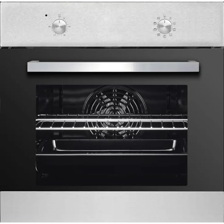 PKM Einbaubackofen EB7IX, 64 Liter, Energieeffizienzklasse A, Edelstahlfront mit schwarzer Glas-Tür, 8 Funktionen inkl. Grillfunktion – Bild 1