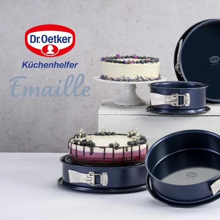 Dr. Oetker Springform Ø 28 cm BACK-LIEBE EMAILLE, Backform mit schnitt- & kratzfestem Flachboden mit le-Versiegelung, runde Kuchenform mit Ring aus Stahlblech (Farbe: Blau), Menge: 1 Stück – Bild 9