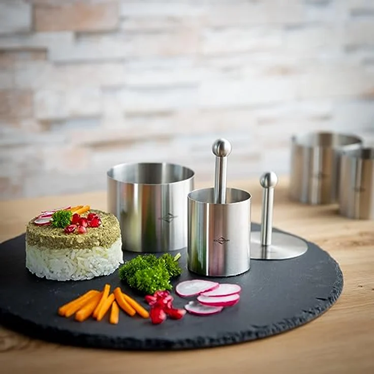 Küchenprofi Dessert- und Speisenringe 6-teilig , Ø 7,5 cm, Ø 5 cm , Anrichteringe , Speiseringe Set , Anrichten von Speisen , Dessert Ringe , Törtchen Formen , Dessert Formen – Bild 4