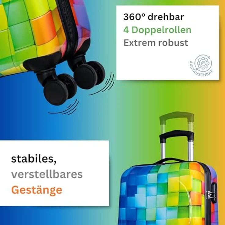 NOWI Hartschalenkoffer klein 56cm – 36L Volumen – 8 Rollen 360° drehbar – Leichter ABS Koffer mit Zahlenschloss & Teleskopgestänge (M, schwarz) – Bild 5