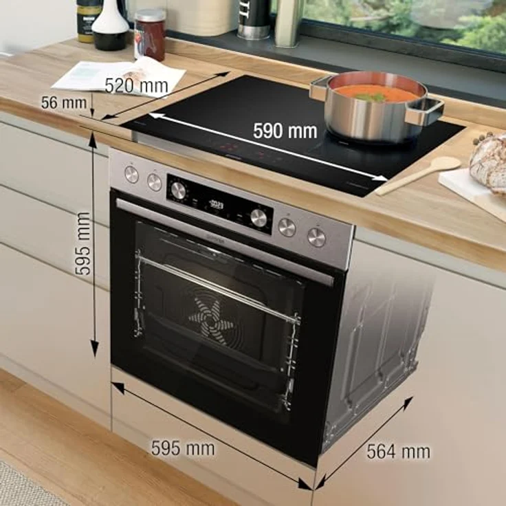 Gorenje Einbauherd-Set Heißluft Inox Set 4, 77L Backofen mit Glaskeramik-Kochfeld, ExtraSteam, EcoClean, AirFry, PizzaMode, PerfectGrill, GentleClose & Open, Teleskopauszüge, Inox-Look – Bild 3