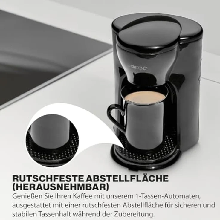 Clatronic KA 3356 1-Tassen-Kaffee-Automat, inkl. Keramiktasse, schwarz – Bild 5