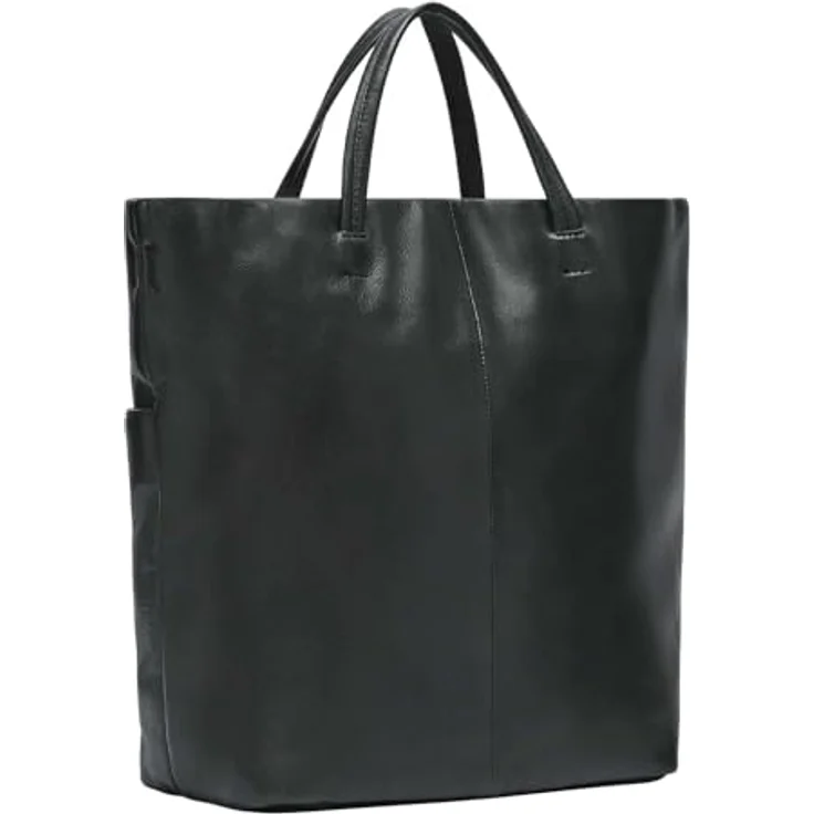 Liebeskind Berlin Shopper Tote L HERA SHEEP NATURAL, Leder Einkaufstasche in nativem Schafsfell-Look, schwarz – Bild 2
