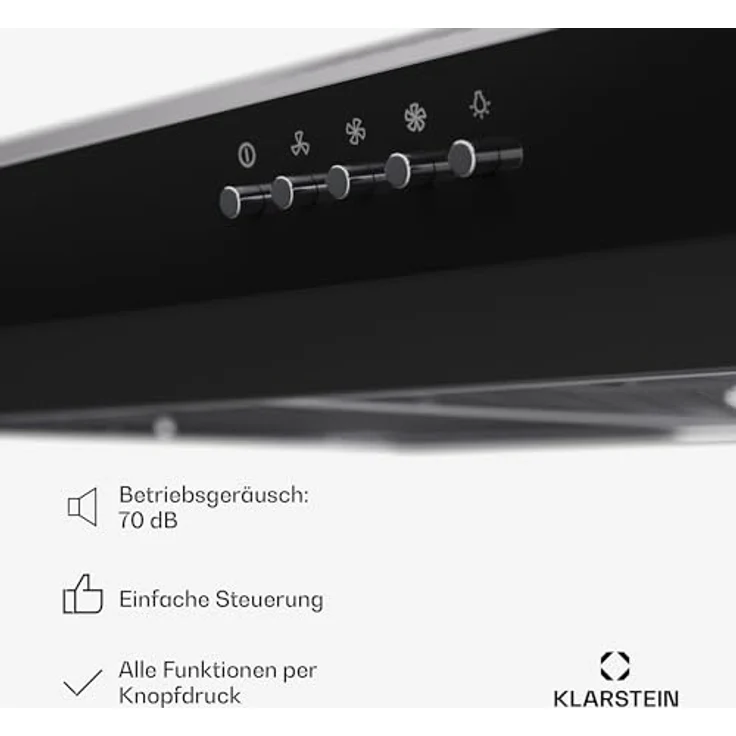 Klarstein Dunstabzugshaube 90cm, Abluft-Dunstabzugshaube mit Spülmaschinenfestem Filter aus Aluminium, Leise Abzugshaube Abluft, 200m³/h Luftstrom, Effiziente Wandhauben mit LEDs & Touch Controls – Bild 5