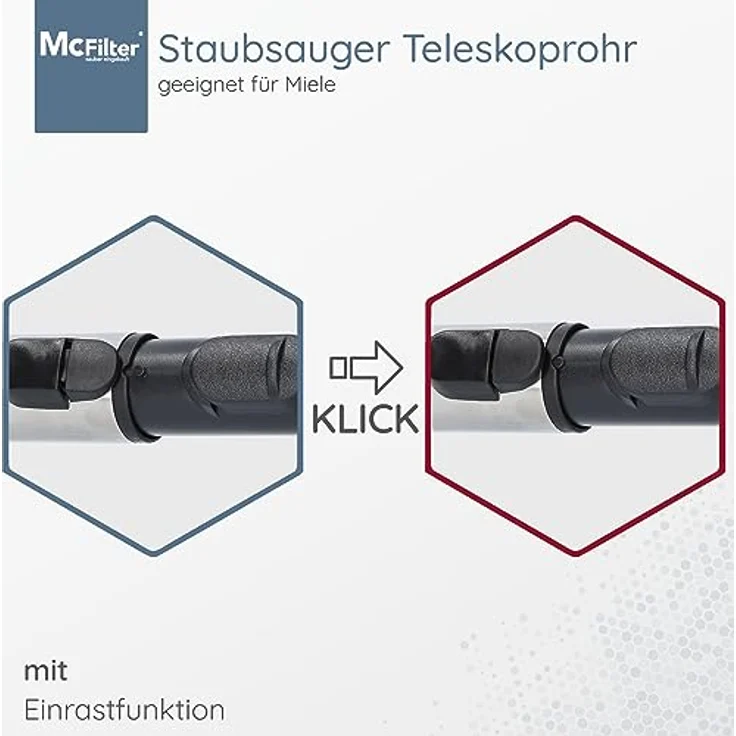 McFilter | Teleskoprohr geeignet für Miele S8340, S8360 Powerline, S8730 Staubsauger, Staubsaugerrohr mit Anschluss Ø 35mm, ca. 61-103cm – Bild 3