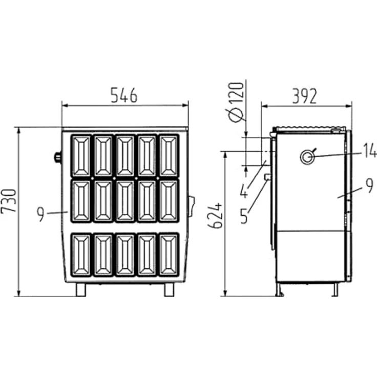 Wamsler Kohleofen KS 109-6 A, Heizkörper, Braun mit Dauerbrandfunktion und 6 kW Leistung – Bild 2