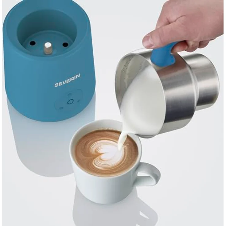 Severin SM 3596 Induktions-Milchaufschäumer, elektrischer Milchschäumer mit Edelstahlbehälter, kaltes und warmes Aufschäumen, Schokoladen-Funktion, geeignet für vegane Milch, blau – Bild 2