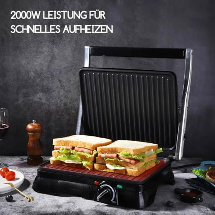 Aigostar 30KLU Panini Grill glatt geriffelt Elektrogriller – Bild 4
