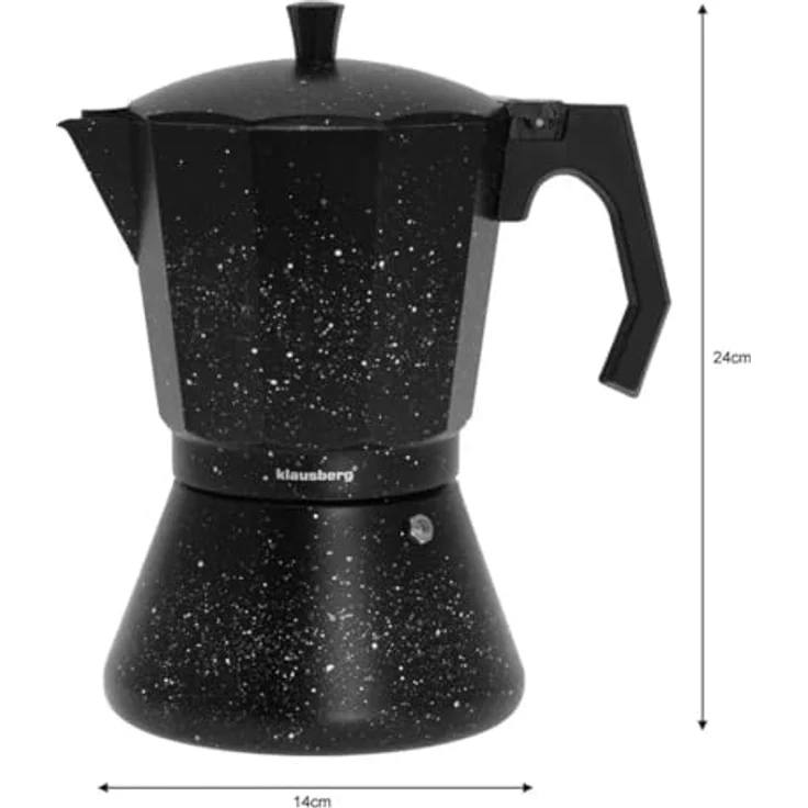 Klausberg Moka Express KB-7161, 12 Tassen Espressokocher aus Aluminium mit Marmorbeschichtung für Induktionsherd – Bild 5
