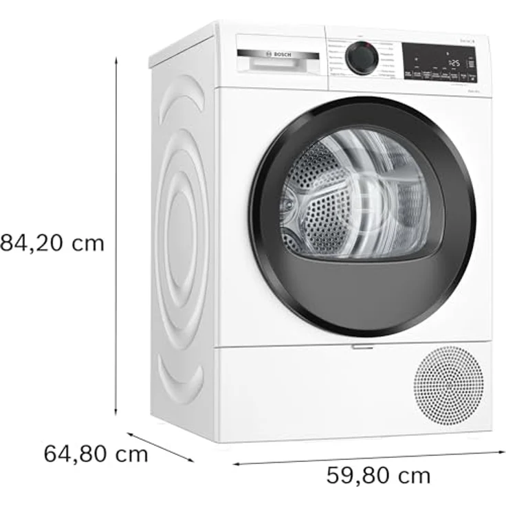 Bosch WQG243D41 Serie 6, Wärmepumpentrockner 9 kg mit Extra Kurz Trockenprogramm, Auto Dry, Halbe Beladung Option, Easy Clean Filter, Sensitive-Drying-System, Trommelreversierung, Innenbeleuchtung, Weiß – Bild 4