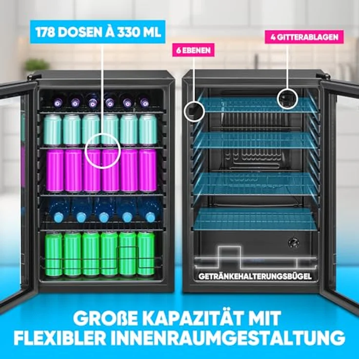 BOMANN Getränkekühlschrank KSG 7290, Glastürkühlschrank - Platz für 178 Dosen, 84.7 cm hoch, 54 cm breit – Bild 2