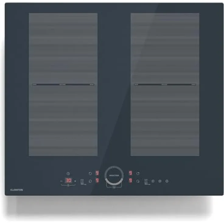 Klarstein Delicatessa 60 Induktionskochfeld, 4-Zonen Einbaukochfeld mit 7.000 W, Flexizone, Thermoboost, Schieberegler, Kindersicherung, Glaskeramik Schwarz
