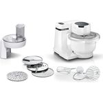 Bosch Küchenmaschine Serie 2 MUMS2AW01, 3,8l Kunststoff-Schüssel, Durchlaufschnitzler, 4 Scheiben, 4 Stufen, Knethaken/Rührbesen/Schlagbesen, spülm.fest, 700 W, weiß