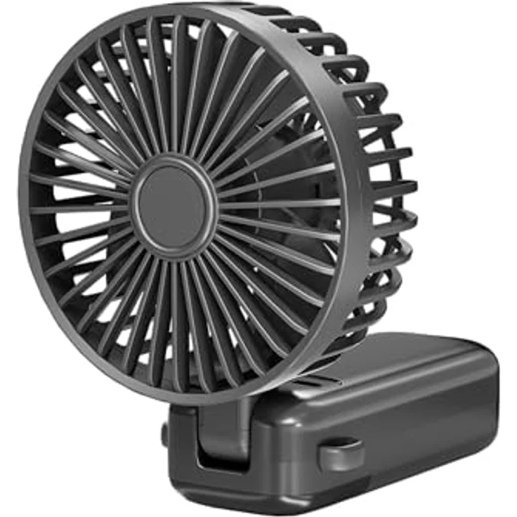 XLAYER klappbarer Handventilator mit Smartphone-Halterung, wiederaufladbar 1.200 mAh, 5 Geschwindigkeitsstufen, beige – Bild 5