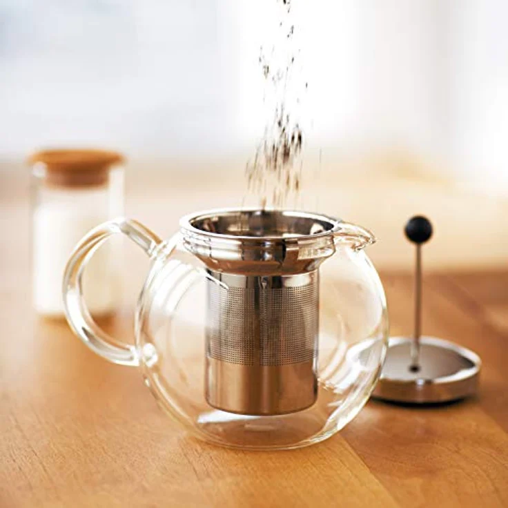 Bodum ASSAM F/INOX, 0.5 Liter Teebereiter aus temperaturbeständigem Glas, transparent und schwarz mit French Press System – Bild 4