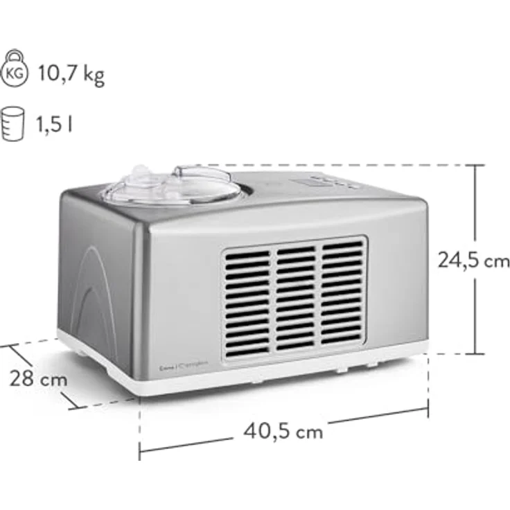 Springlane Eismaschine mit Kompressor Emma, inkl. Rezeptheft, 1,5 l, 150 W, Silber – Bild 4