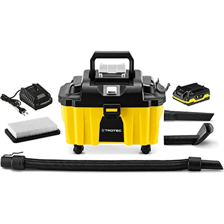 TROTEC Akku Handstaubsauger VC 15-20V – Nass und Trockensauger, kabellos – 20 V Li-Ionen Akku, 130 W, HEPA Filter, 10 l Trockenschmutz, 2,7 l Flüssigkeit, für Baustelle – Bild 1