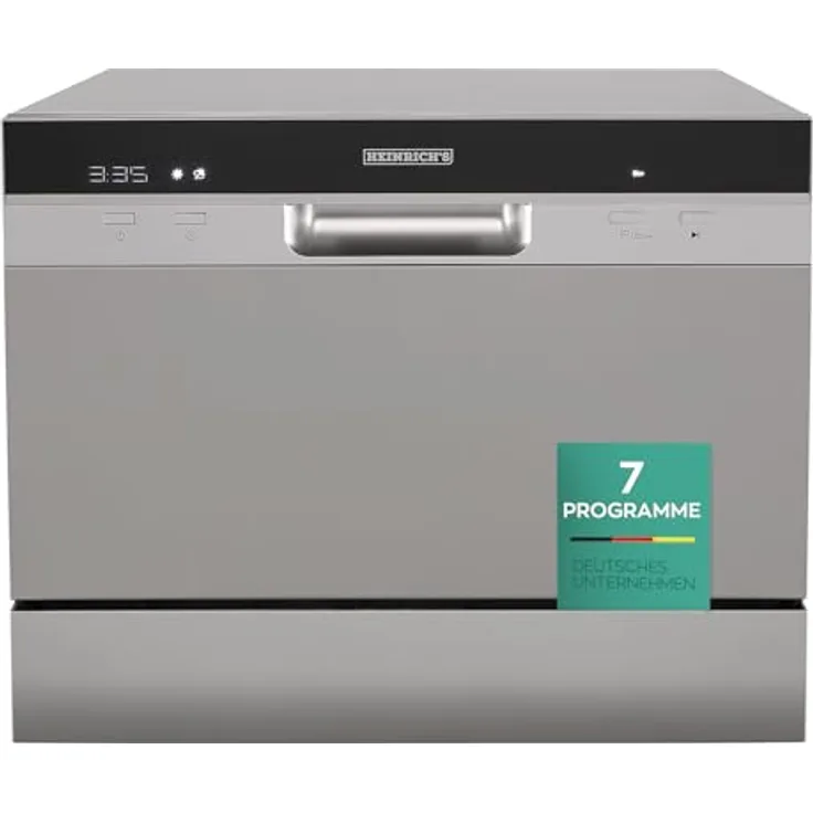 HEINRICHS HTG 8840, tragbarer Mini Geschirrspüler mit 7 Programmen, 6,5L Wasserverbrauch, freistehend, silber