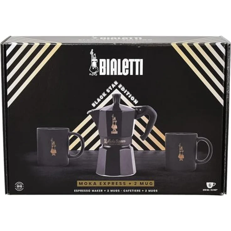 Bialetti MOKA Espressokocher Set schwarz 6Cups+2Mugs – Bild 5