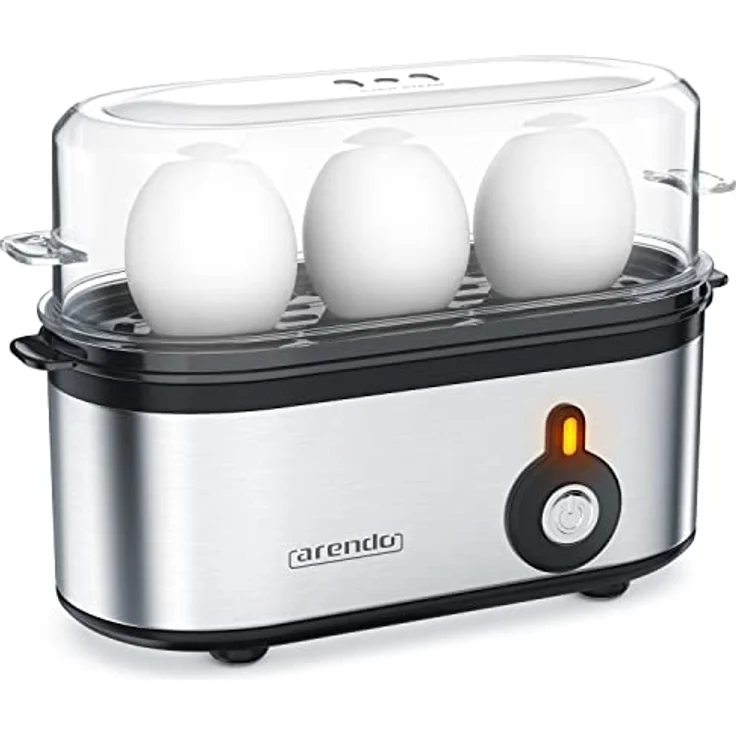 Arendo Threecook Edelstahl Eierkocher - Egg Cooker mit wählbarem Härtegrad - 210 W - 1-3 Eier - GS - BPA-frei - Schwarz/Silber – Bild 1