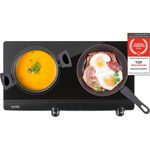 TZS FIRST AUSTRIA Doppelkochplatte Infrarot Kochplatte, 2500W, Glaskeramik, stufenlose Temperaturregelung, Schwarz