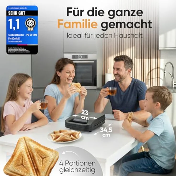 ProfiCook® Sandwichmaker PC ST 1329, für 4 Sandwiches gleichzeitig, Antihaft-Platten, 1600W, Bereitschaftsanzeige, platzsparend im aufrechten Stand – Bild 5