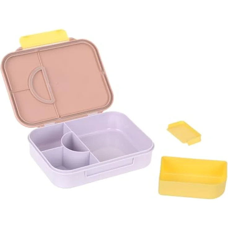 LÄSSIG Bento Lunchbox Pattern Party, Rosa - Kinder Brotdose mit flexiblem Behälter, Dips-/Joghurtfach, bruchfest und spülmaschinengeeignet, 1 l – Bild 3