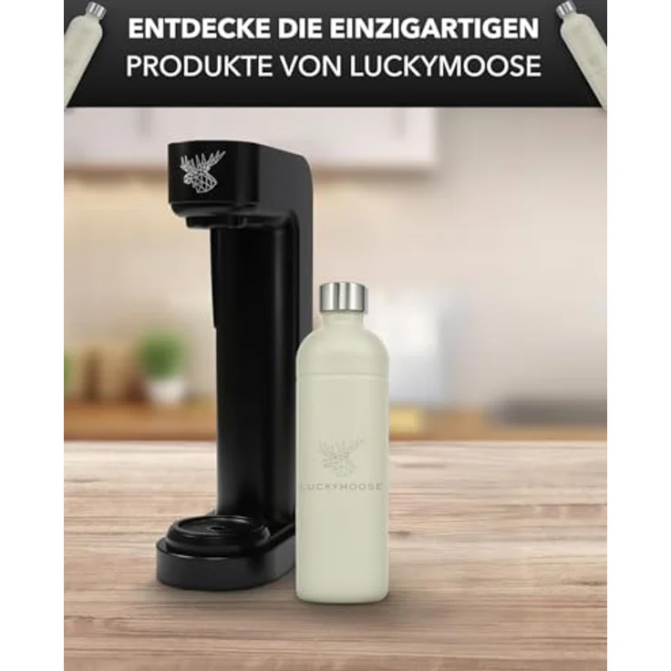 Luckymoose Wassersprudler Flasche Infinity, 0,75-1,25 Liter Edelstahl, spülmaschinenfest, für Aarke Carbonator 3, Philips GoZero & Brita SodaOne, bruchsicher – Bild 6