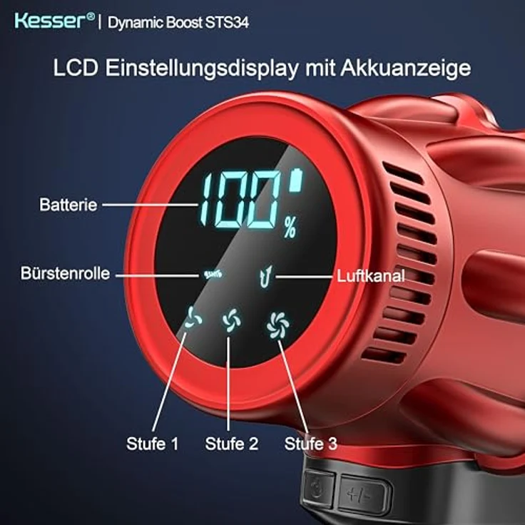 KESSER® Akku Staubsauger STS34, kabellos mit 70 Min. Laufzeit, HEPA-Filter, LED-Display und Anti-Tangle-Bodenbürste für Hartböden und Teppiche – Bild 3