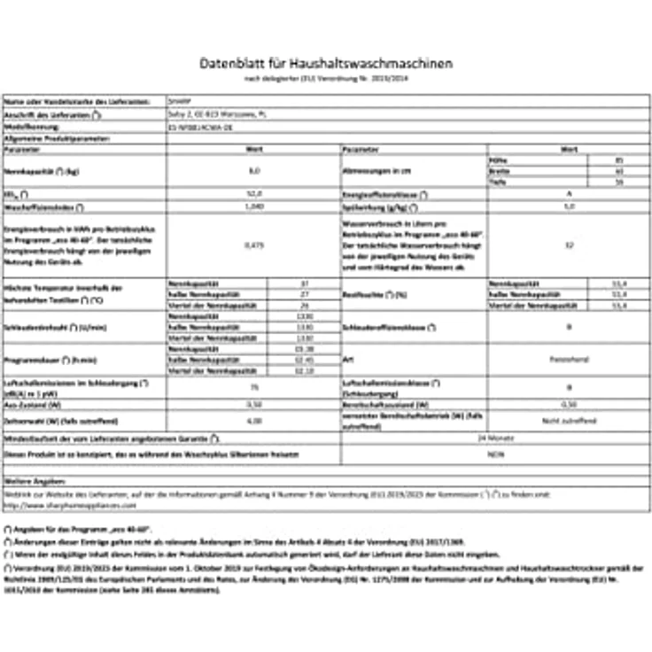 Sharp ES-NFB814CWA-DE, Frontlader-Waschmaschine, A, Fassungsvermögen 8 kg, Standgerät, Breite 60 cm – Bild 10