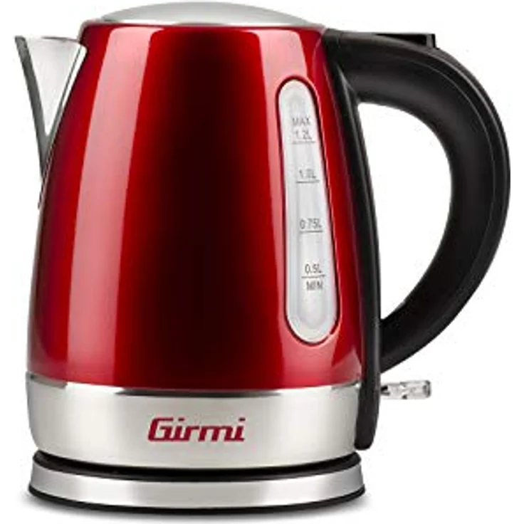 Girmi Bl32 kabelloser Wasserkocher aus Edelstahl, 1,2 l, 1630 W, Rot – Bild 1