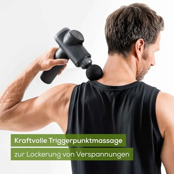 Beurer MG 180 Massage Gun Muskelmassagegerät Handmassagegerät zur Aktivierung und Regeneration 6 Massageaufsätze 4 Intensitätsstufen schwarz – Bild 2