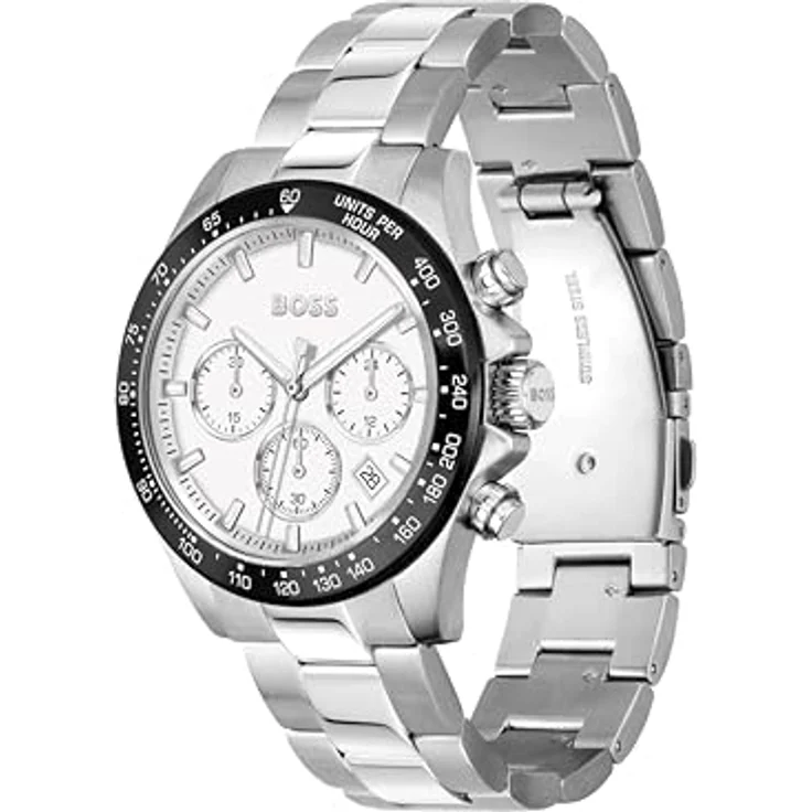 BOSS Chronograph Quarz Uhr für Herren Kollektion Hero - LE mit Edelstahlarmband Weißes Zifferblatt - 1514130 – Bild 2