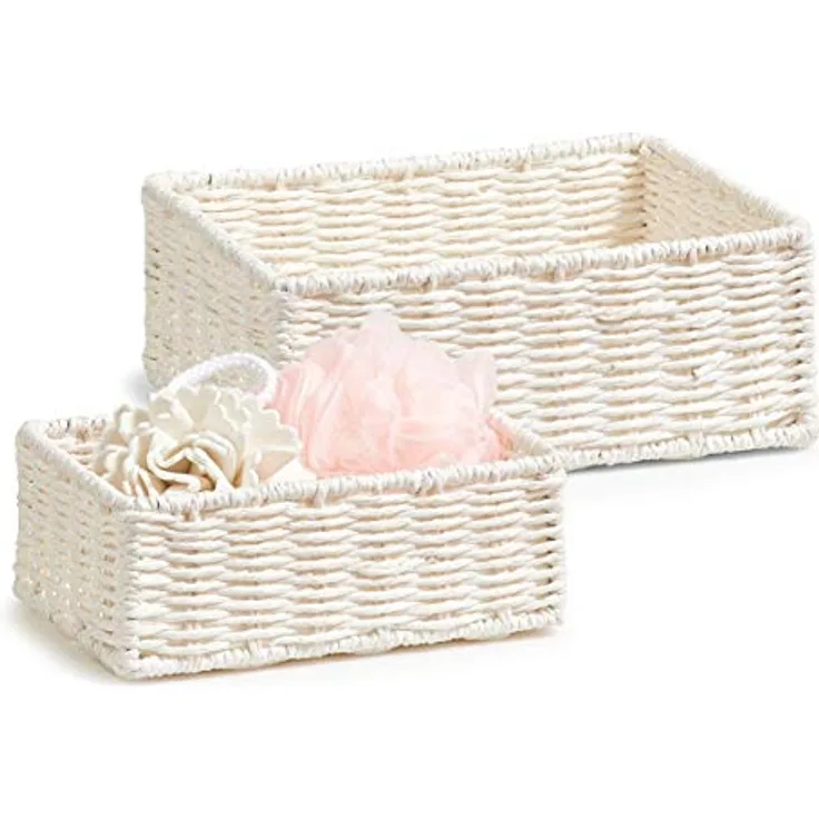 Zeller 18094 Aufbewahrungskörbchen, 2-er Set, Papiergeflecht, weiß, 24 x 18 x 9 cm