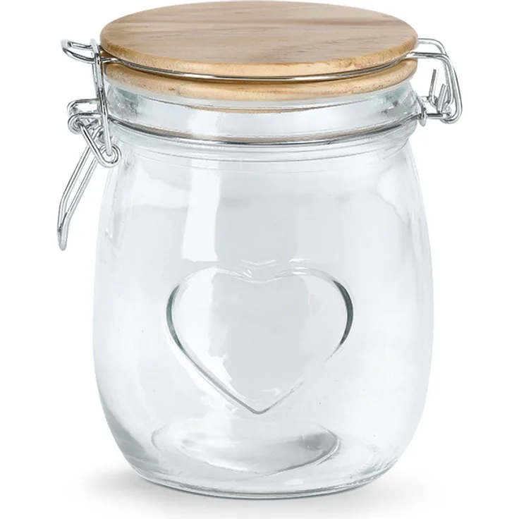 Zeller Vorratsglas "Heart" m. Bügelverschluss, 750 ml, ca. Ø 11 x 14,2 cm, Glasbehälter - Landhausstil, Herz-Verzierung, Aufbewahrung
