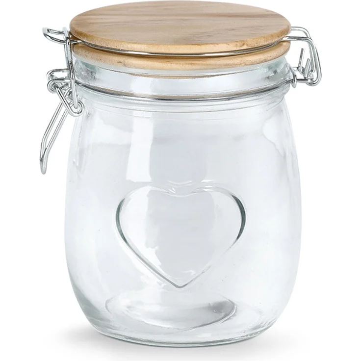 Zeller Vorratsglas "Heart" m. Bügelverschluss, 750 ml, ca. Ø 11 x 14,2 cm, Glasbehälter - Landhausstil, Herz-Verzierung, Aufbewahrung