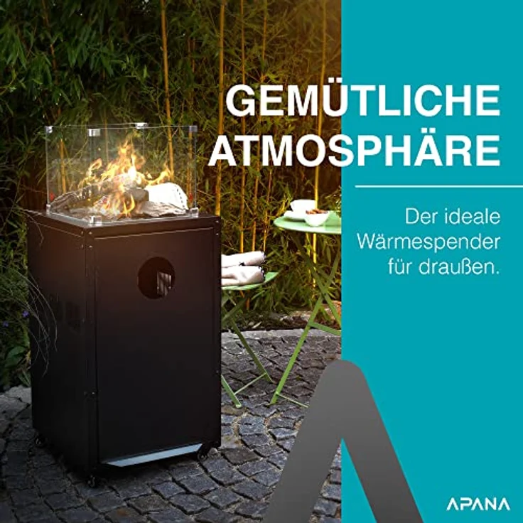 APANA Heizstrahler FUEGO Gasheizstrahler 8kW mit Rollen in anthrazit - Gemütliche Atmosphäre für Terrasse und Garten – Bild 2