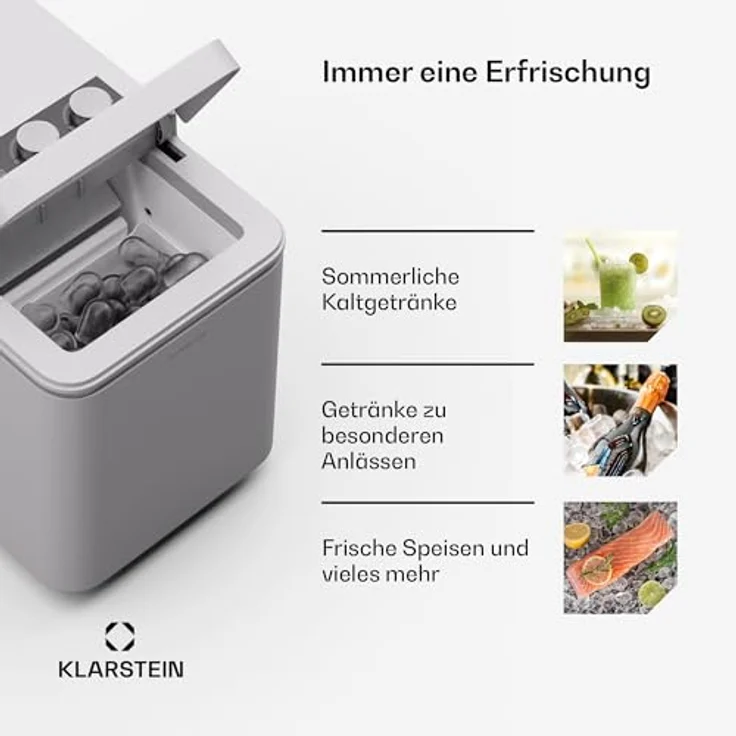 Klarstein Eiswürfelmaschine IceCraft, Elektrischer Eiswürfelbereiter mit 12 kg Eis/Tag, Weiß – Bild 5