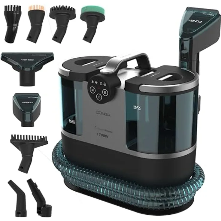 Cecotec Conga 7000 Carpet&Spot Clean Steam XXL Pro, Polsterreiniger mit 1700 W, 3-in-1-Funktion, Dampf- und Heißwasserreinigung, 15 Zubehörteile, 9 m Aktionsradius