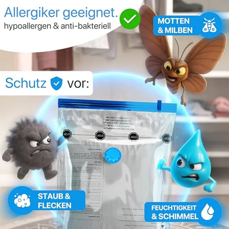SilverRack Vakuumbeutel XXL für Bettdecken, 6er Set (90x130 cm) - milbensicher, hygienisch, BPA-frei, inkl. Etiketten für bessere Übersicht – Bild 5