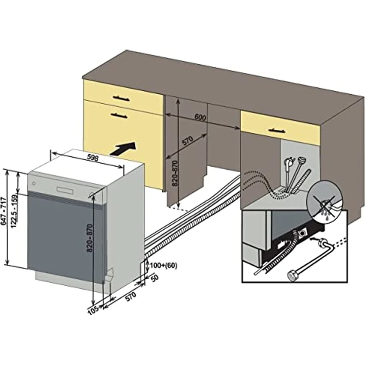 Respekta Geschirrspüler teilintegriert 60 cm/Einbau-Spülmaschine mit flexiblen Besteckkorb / 6 Programme/Startzeitvorwahl / 12 Maßgedecke / GSP60TIDV / besonders leise 49 dB – Bild 4